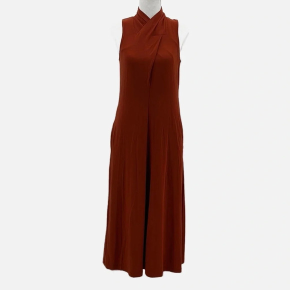 Garnet Hill Mock Neck Knit Maxi Dress in Rust - Size XS - Picture 4 of 10